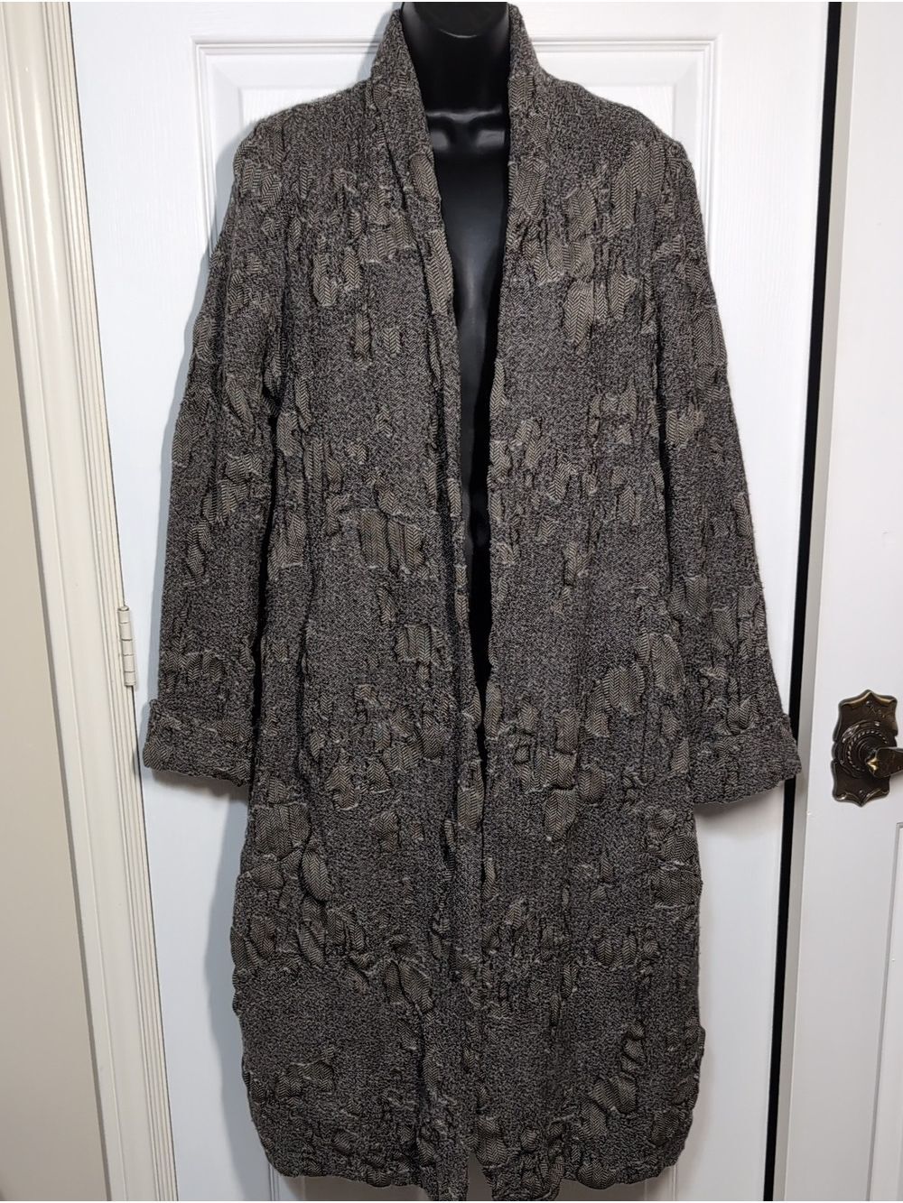 Crea Concept Wool Deconstructed Patchwork Long Cardigan Coatigan Duster